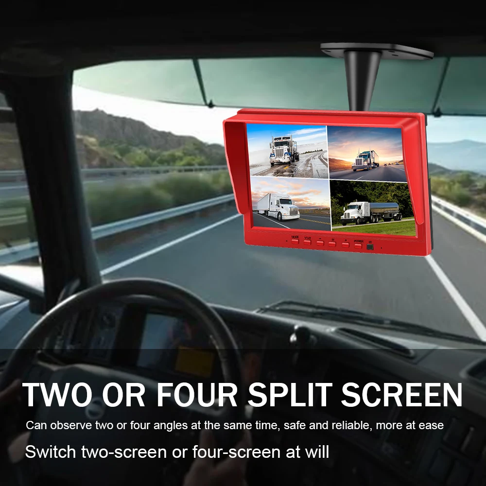 10inch 4ch Car Monitor for Auto 4 Split Car Screen Roof Mount Monitor Recorder AHD LCD Display for Truck Bus RV Rear View Camera