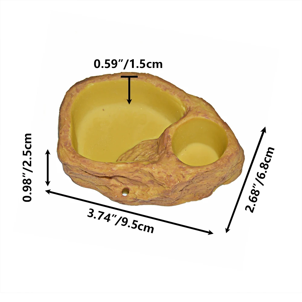 Reptile Water Dish Terrarium Resin Rock Water Bowl Pets Bowls and Feeders Turtle Reptile Food Water Feeding Bowl