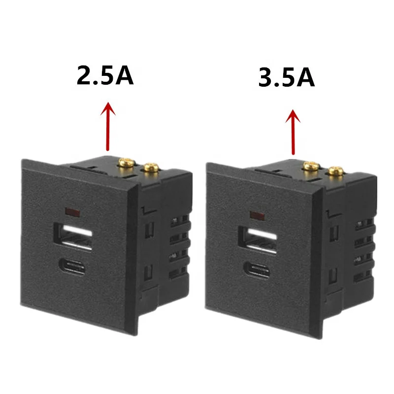 USB Type C Desktop Power sockets Receptacle DC Charging Power Panel Module Outlet 5V 220V With LED Indicator