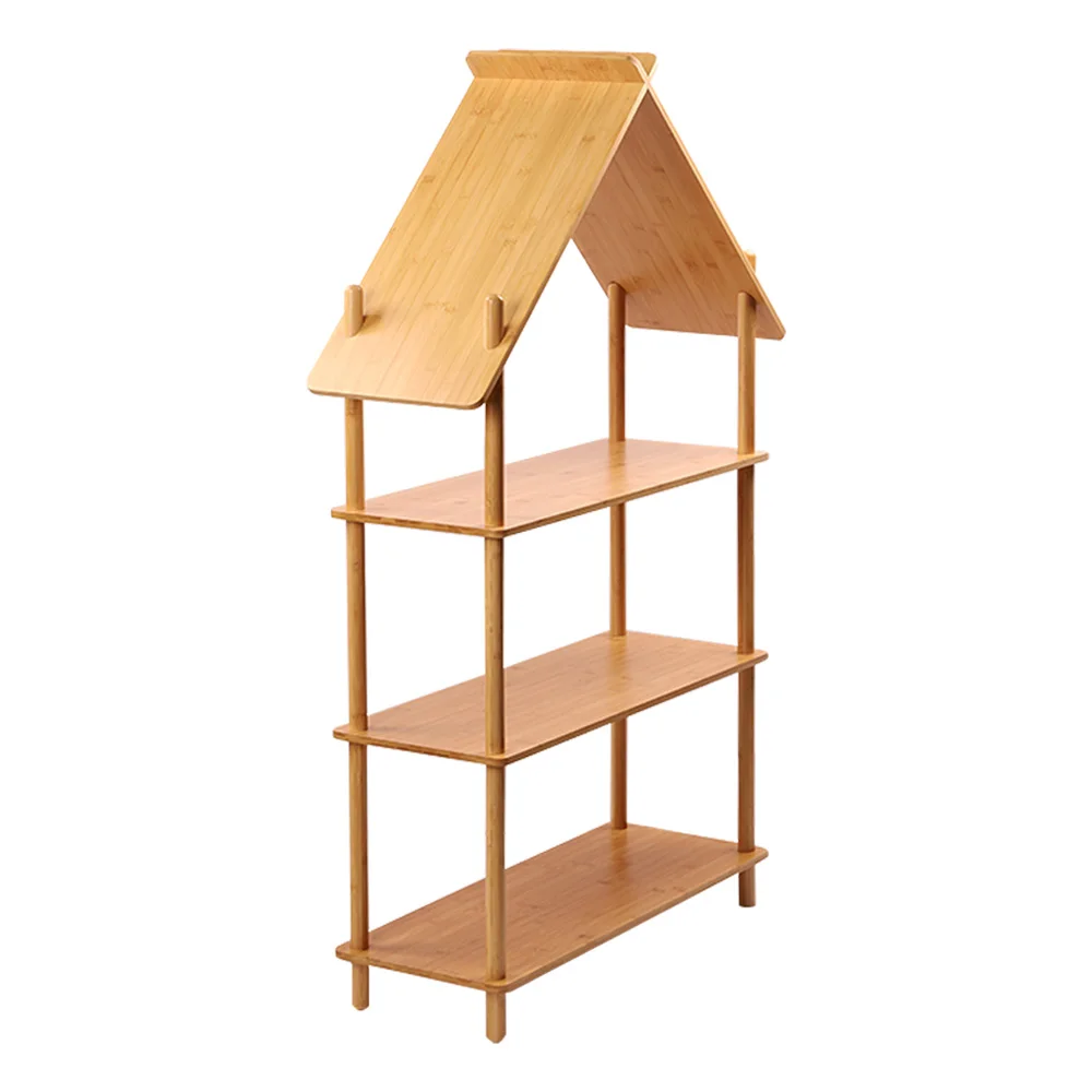 Kids Wooden Shelving Unit with 3 Shelves Storage Wood Bookshelf Children Furniture Natural Bookcase Wooden Storage Cabinet