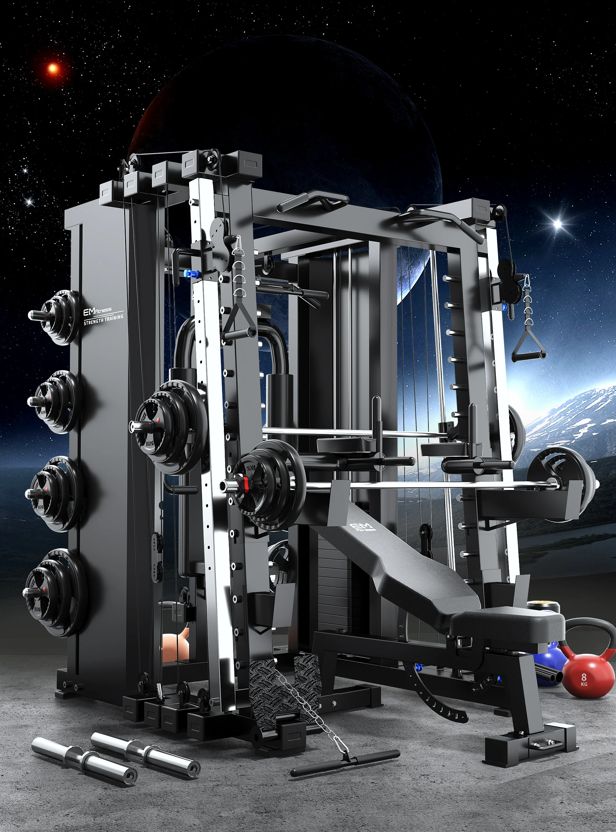 Home Body Building Cable Crossover Multifunctional Power Cage Squat Rack With Weight Lifting Training Gym Smith Machine