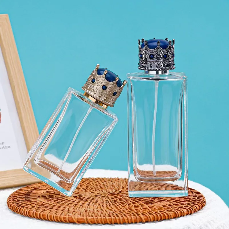 30ml 50ml 100ml unique square perfume glass empty spray bottle luxury cap with box