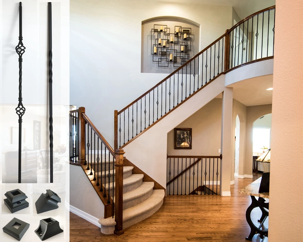 America and Canada Hot Sale Decorative Powder Coated Indoor Iron Stair Parts