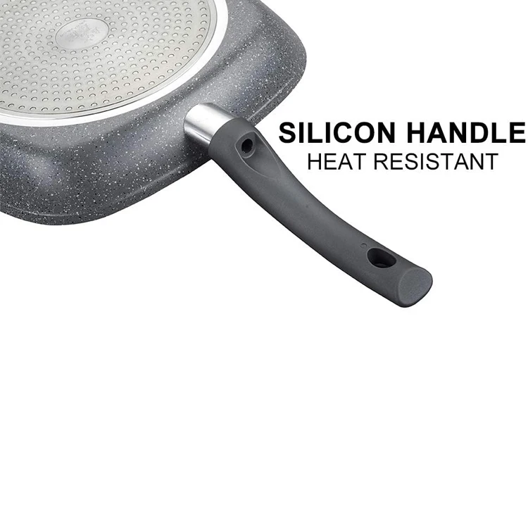 
PFOA Free Family Kitchen Cooking Frying Pan BBQ Camping Aluminum Marble Coated Square Grill Pan 