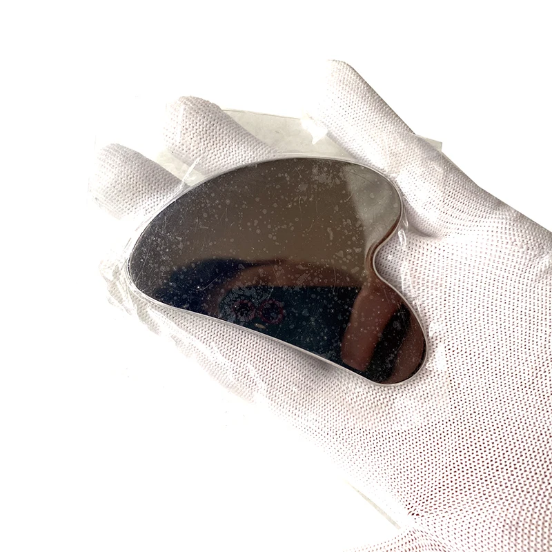 High Quality 3mm thickness custom logo Stainless Steel Gua Sha Tools Facial body Hand Face Massager metal gua sha tool