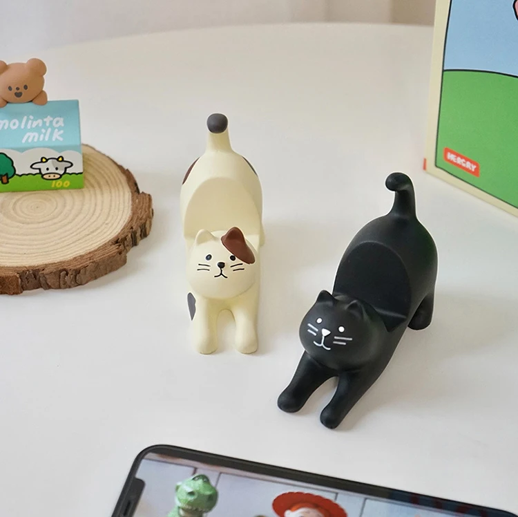 Desktop Stand Cat Shape Resin Mini Lazy Mobile Bracket 3D Cartoon Phone Accessories Portable Mobile Phone Bracket