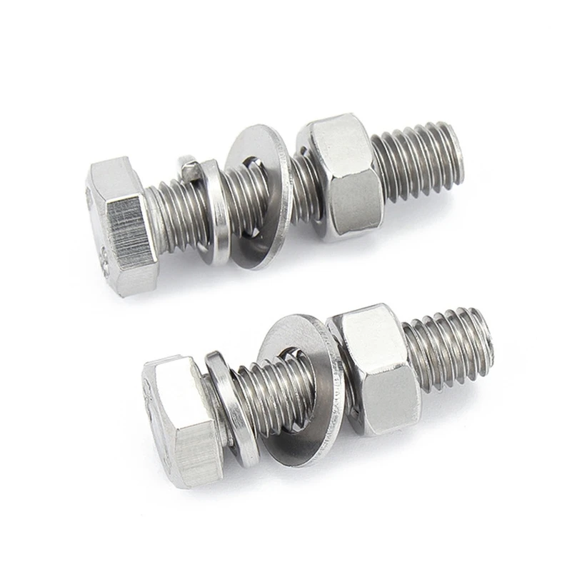 304 316L Stainless Steel  DIN933 DIN931 M6 M8 M10 M24 Zinc Steel Hex Head Bolt With Nuts And Washers
