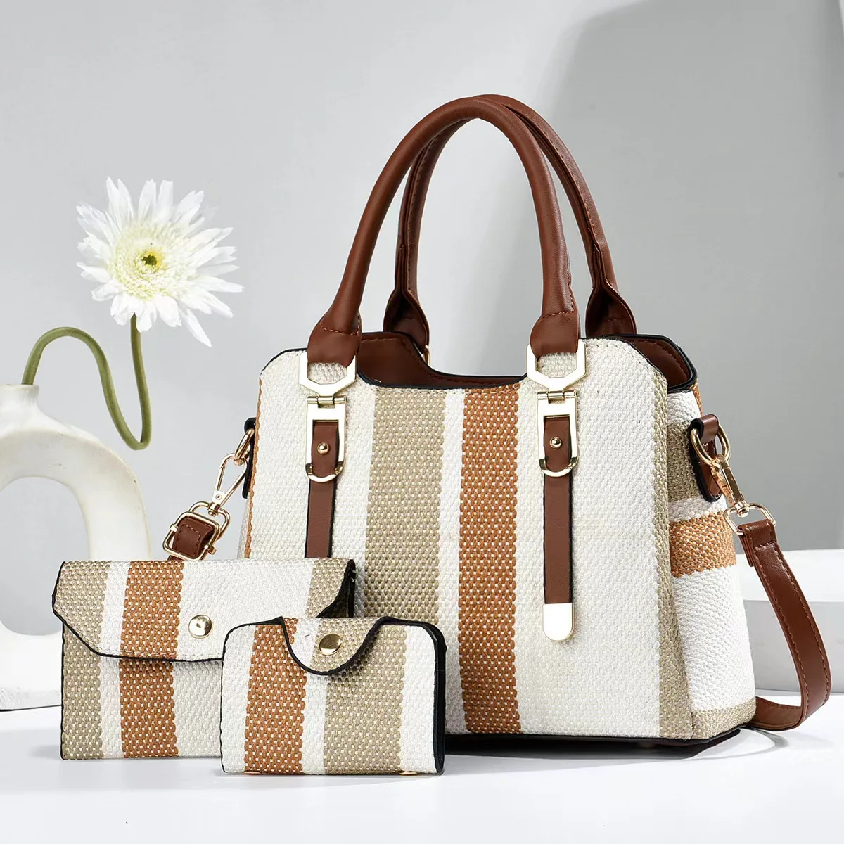 Wholesale Ladies Good Quality Handbags Female Three-piece in 1 Set Large-capacity Shoulder Tote Bag