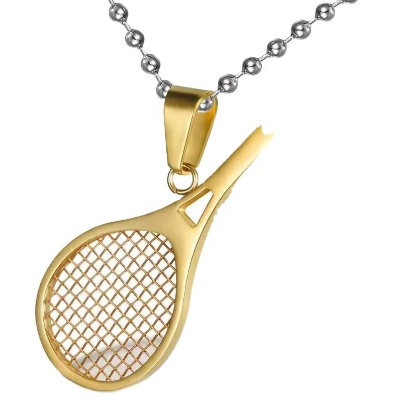 Sports tennis racket custom plated 18k gold tennis racket pendant for men and women high quality necklace