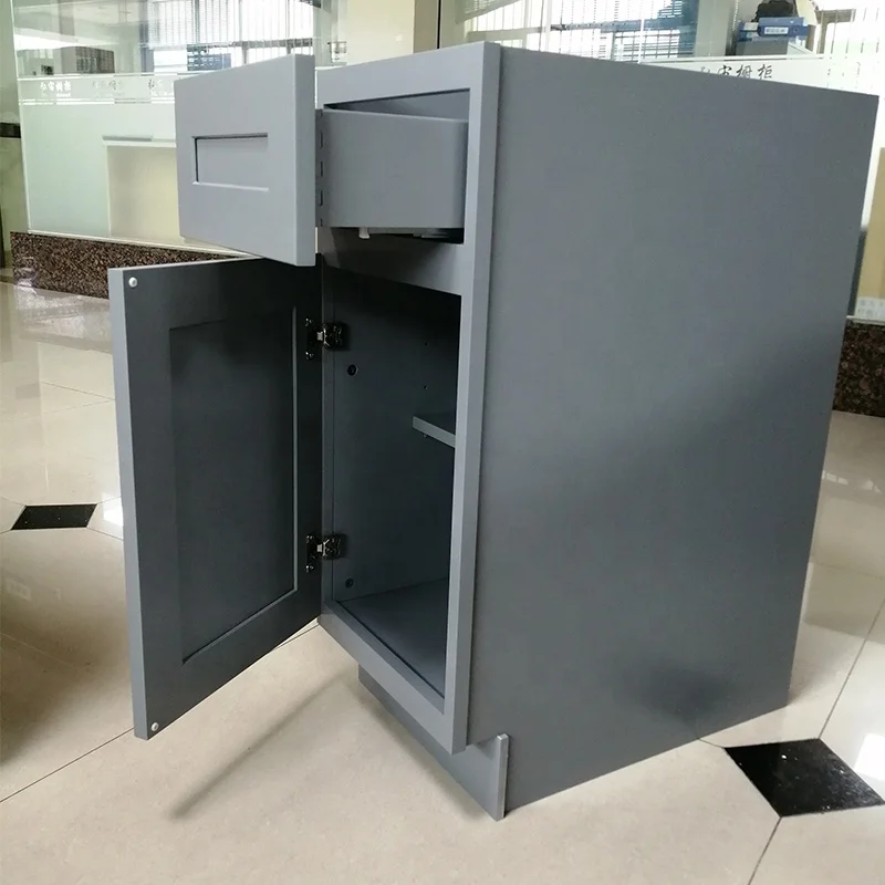 Wood Kitchen Cabinet Cupboards Kitchen Cabinets Furniture New Arrival Canada Made in China Grey and White Base Cabinets Modern