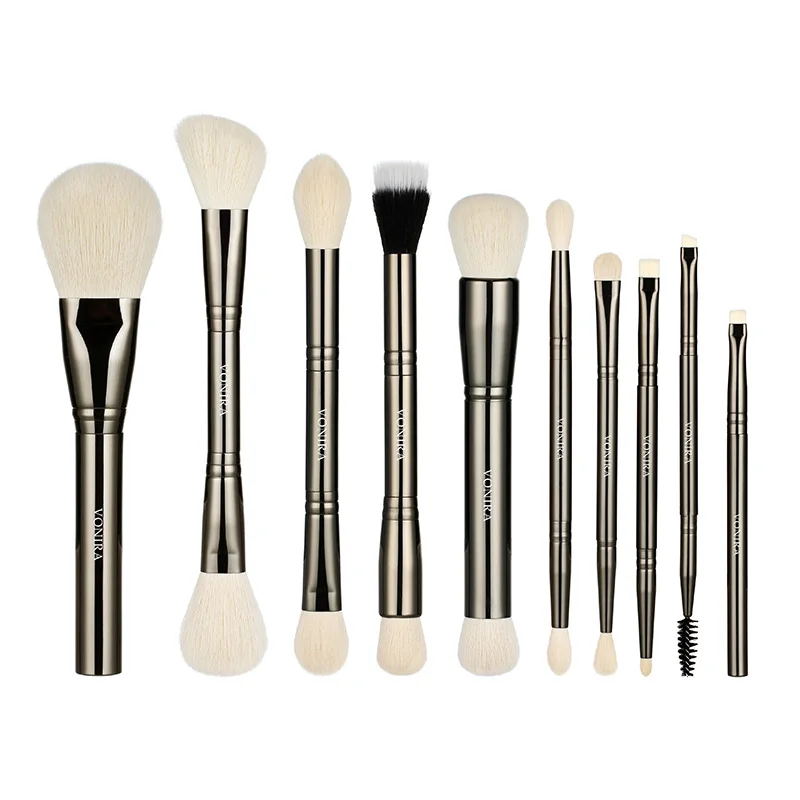 Vonira Beauty Factory New 10 Pieces Double Sided Luxury Faux Goat Hair Makeup Brush Set With Custom Private Label