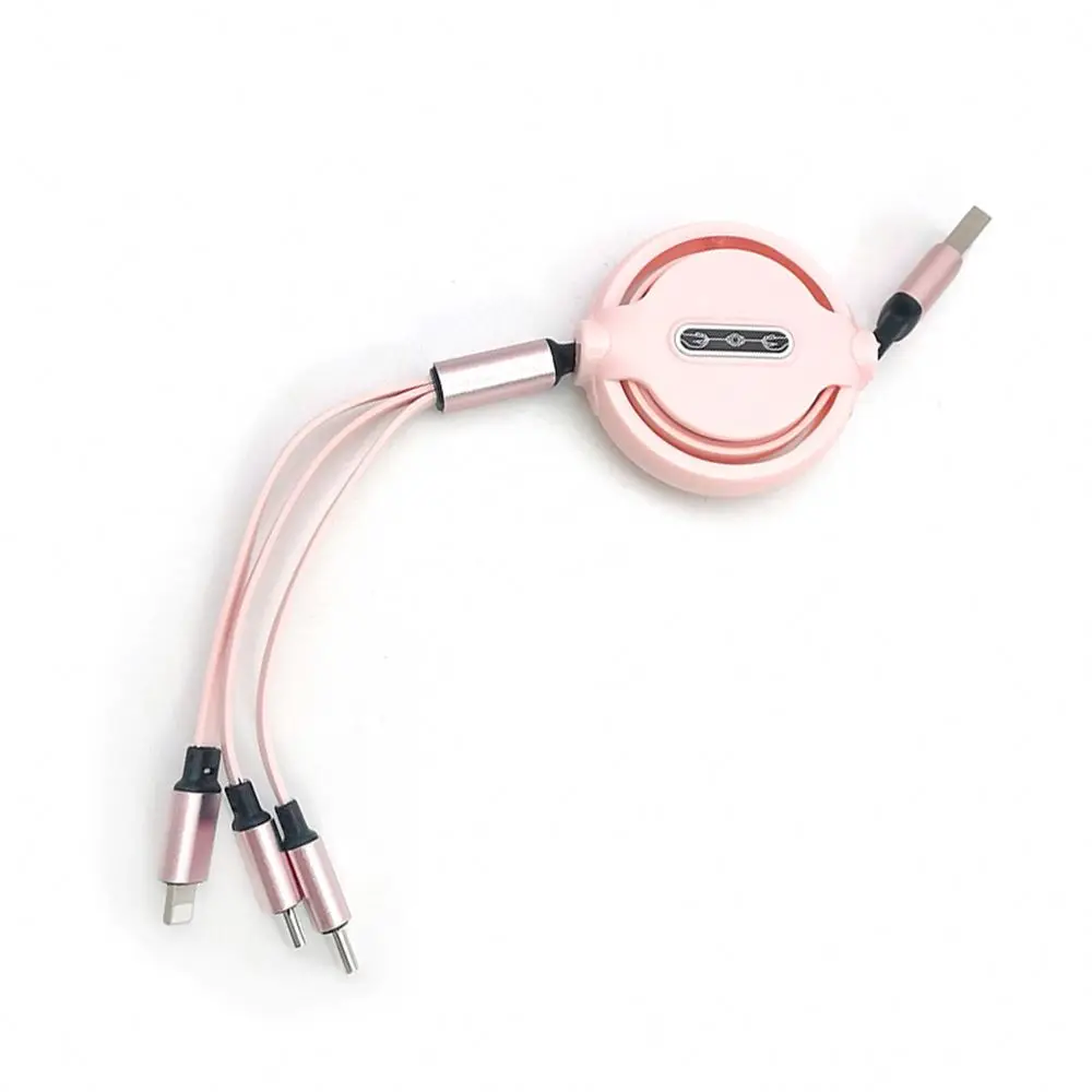 Liquid silicone retractable cable three-in-one macaron 1 drag 3 data charging cable gift logo customization