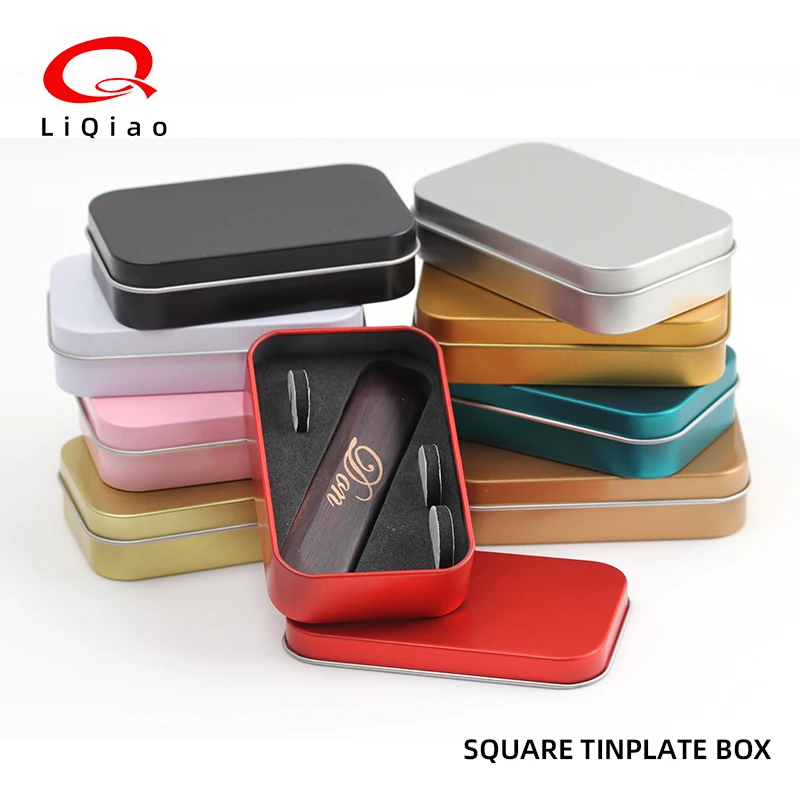 Популярный заказной логотип прямоугольные кубики черная жестяная металлическая коробка жестяные банки упаковочные