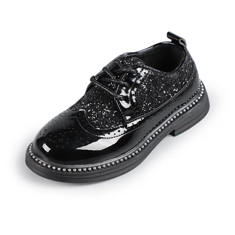 Wholesale Kids Back To School Student Shoes Boys British style Black leather Shoes For Children