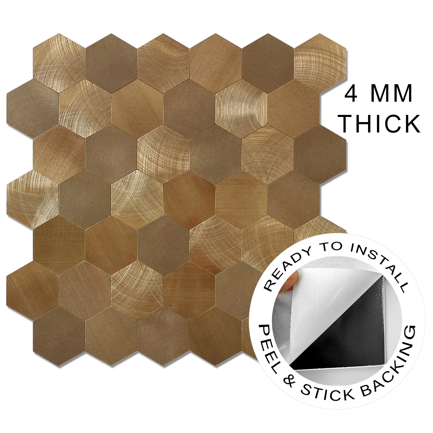 The Best Seller Copper Hexagon Peel and Stick Metal Tile Self Adhesive Wall Tiles for Effortless Home Style Transformation