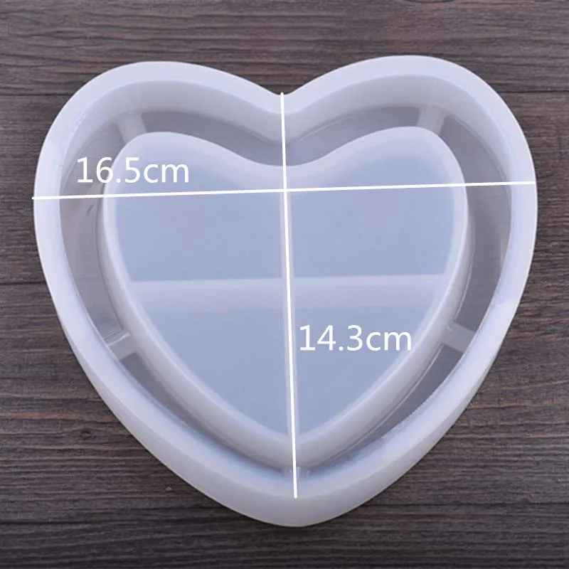 S1369 16.5cm large heart shape ashtray silicone resin molds
