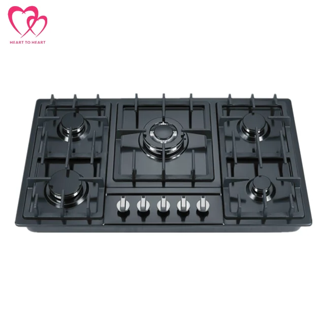 CE Certificated Stainless Steel panel built-in 5 burner gas cooker