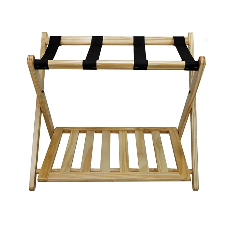 QUAWE Wholesale Custom Practical Eco-Friendly Folding Function Bamboo Luggage Stand With Shoe Rack