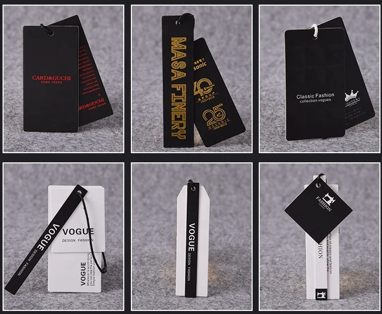 Cheap Custom Design Printing Name Logo Paper Garment Hangtag Labels Hang Tags with String
