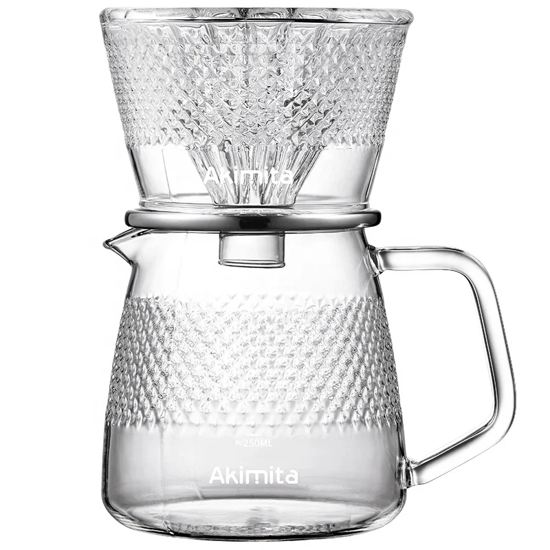 Home Use Hand-Brewed Coffee Set Glass Pour Over Brewer with Customized logo