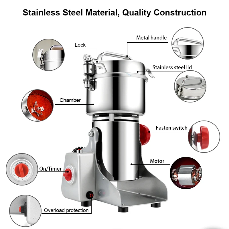 BioloMix 700g Grains Spices Hebals Cereals Coffee Dry Food Grinder Mill Grinding Machine gristmill home flour powder crusher