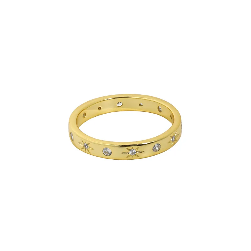 Silverbene Dropshipping Girl CZ Stars Shining 925 Sterling Silver Ring