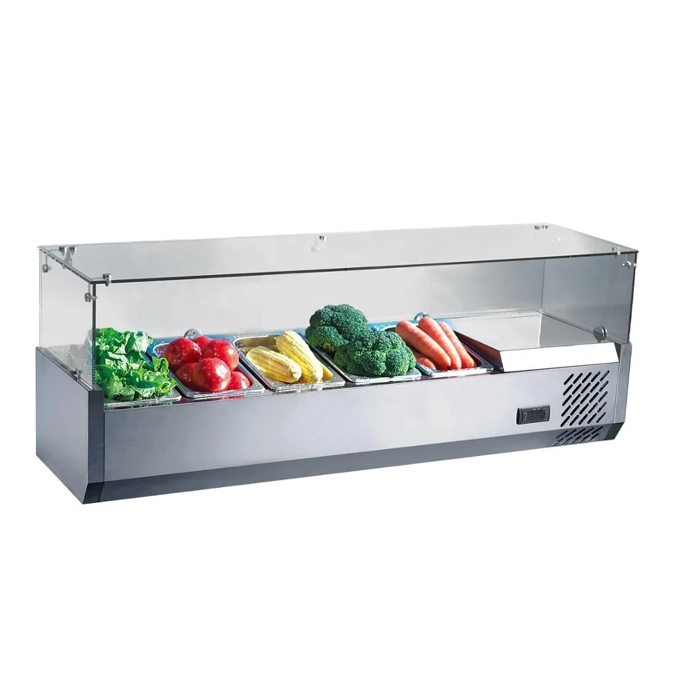 Smad High Quality Fruit Salad Display Refrigerant Bar Counter Chiller Showcase