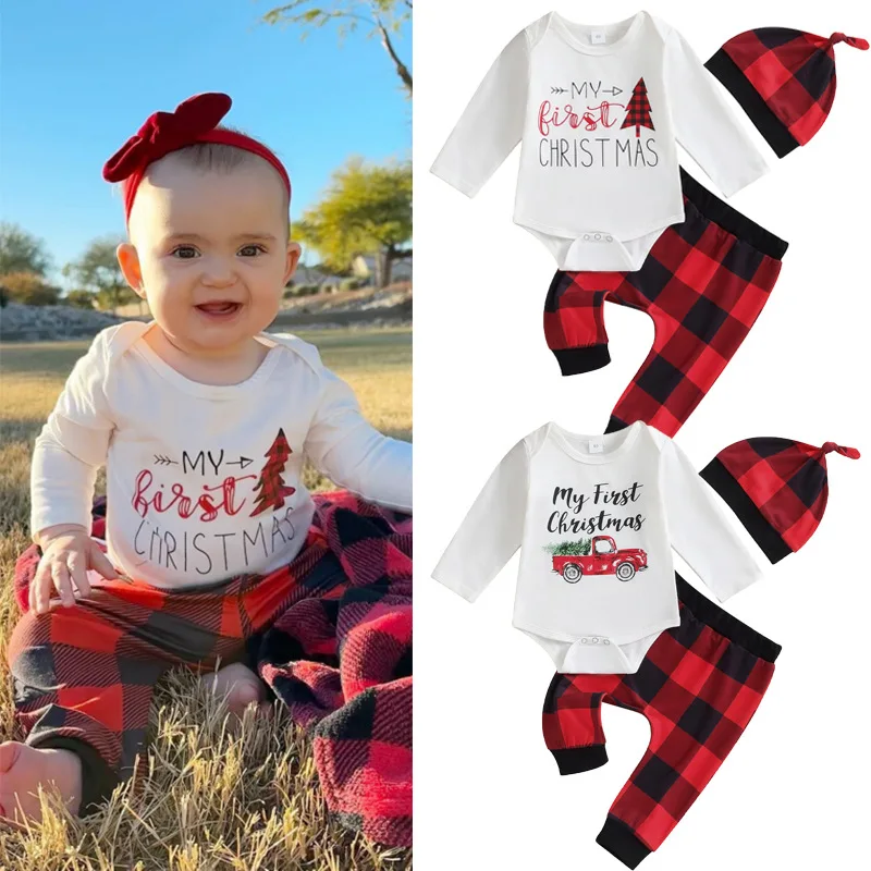 Wholesale My First Christmas Pattern clothes Baby Unisex Clothing Set Romper customized pajamas romper bamboo sleeper for 0-18M