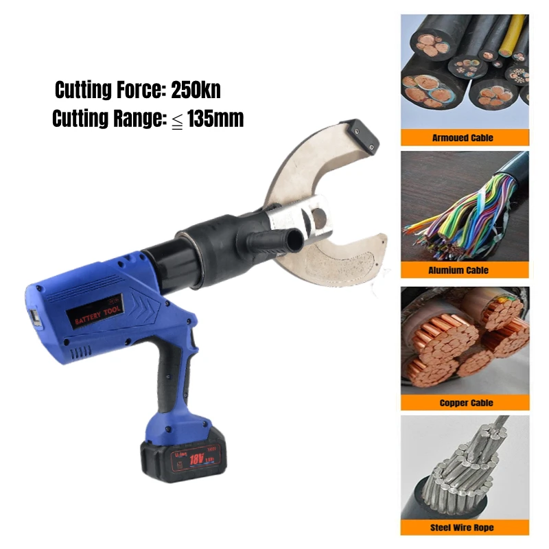 18V Heavy Duty Cordless Electric Hydraulic Cable Cutter Kit Battery Powered Steel Machine Cutting Wire Cu/Al Armored Crimping