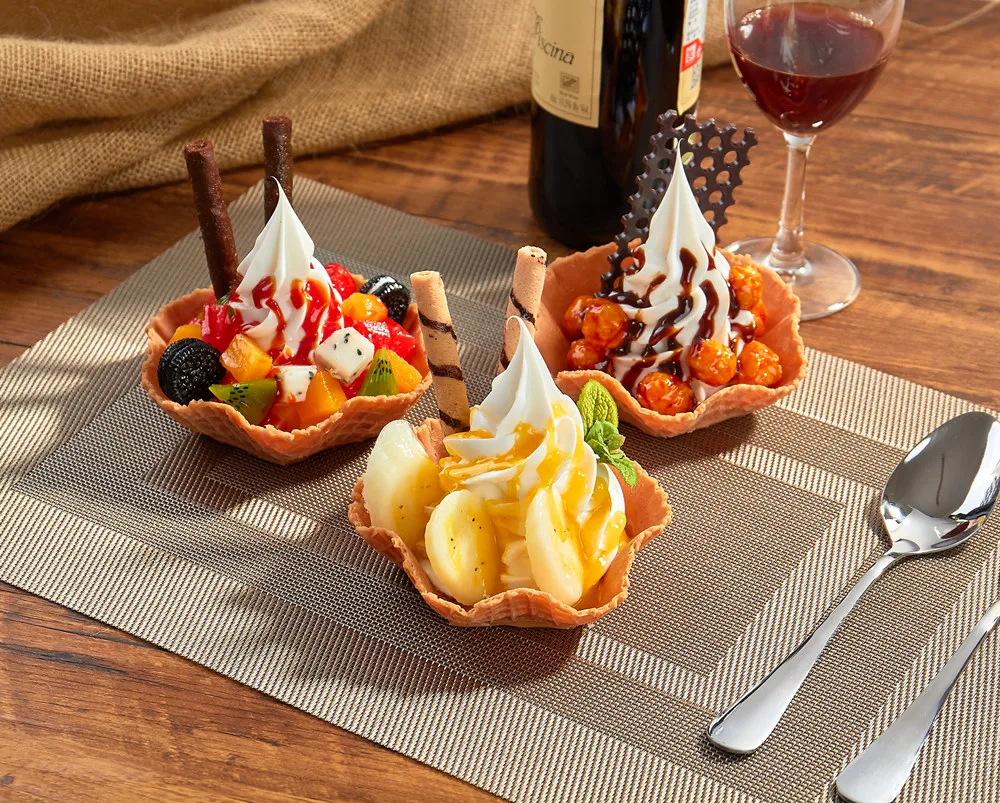 Simulation Ice Cream Model Artificial Fruit Ice Cream Waffle Cup Display Model For Decoration