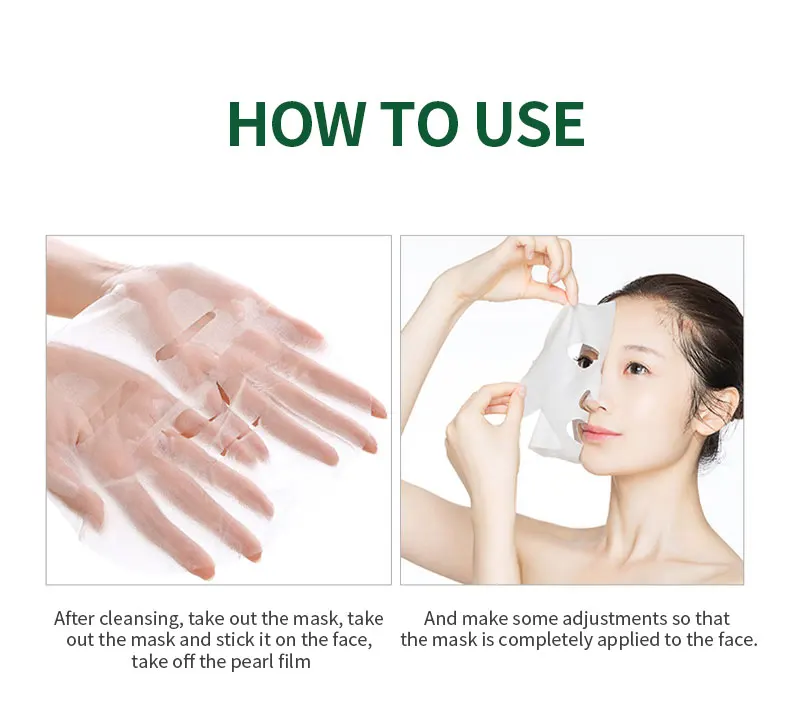 Private label organic skin care face mask sheet moisturizing brightening algae hyaluronic acid hydration repair mask