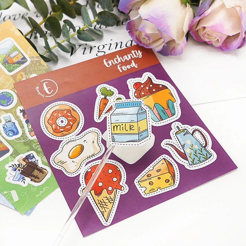 Custom Waterproof Vinyl Logo Colorful Kiss Cut Adhesive A4 A5 A6 Sticker Sheet Daily Planner Sticker Any Shape size