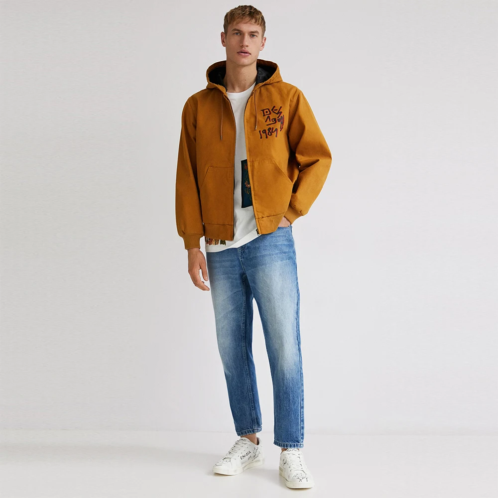 OEM Custom High Quality Hot Sale Jacket Zip Autumn New Design Printed Zip-up Long Sleeves Hooded Jacket Casual Coat