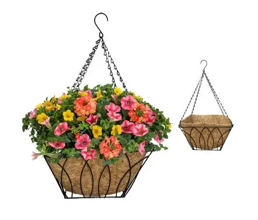 Tier Flower Planter with Coco Liners Black Metal Plant Pot
