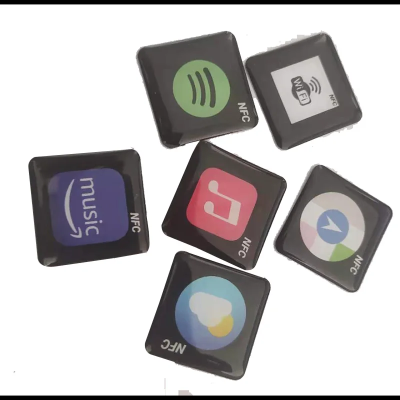 Flat phone Anti-metal NFC NTAG213 Epoxy Tag/ Sticker for Social Media sharing