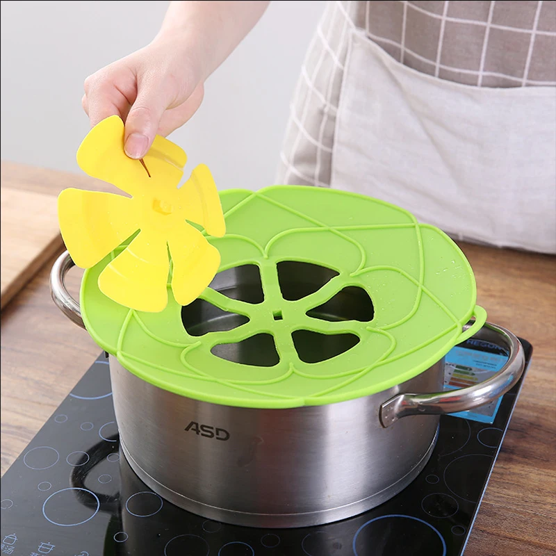 Kitchen Gadgets Accessories Supplies Cookware Anti-Overflow Cover Silicone Lid