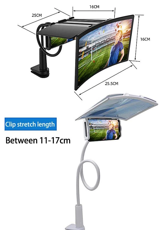 
Lazy stand 3D Curved enlarged Screen Amplifier, Magnifying TV Cinema Amplifier Mobile Phone Screen Magnifier for live video chat 