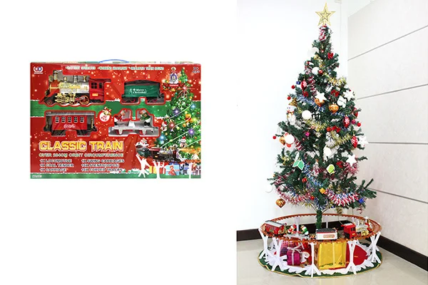 Electric christmas railway train can be hung on Christmas tree