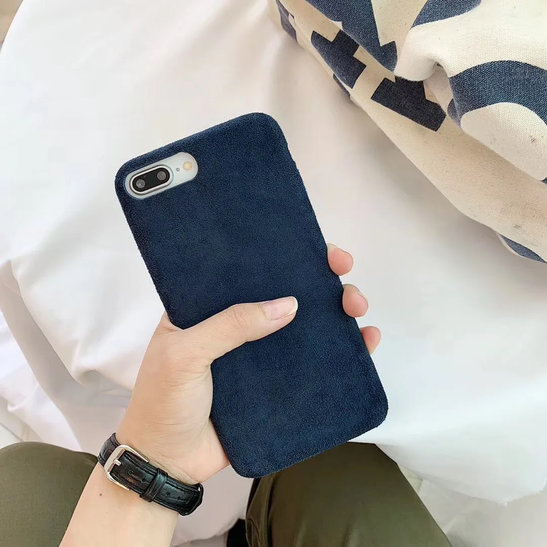 Hot Fashion Solid Color Plush Cover Coque for iPhone 11 Pro Max XS Max Xs 7 8 6 6S Plus Simple Suede Soft Phone Back Shell Case