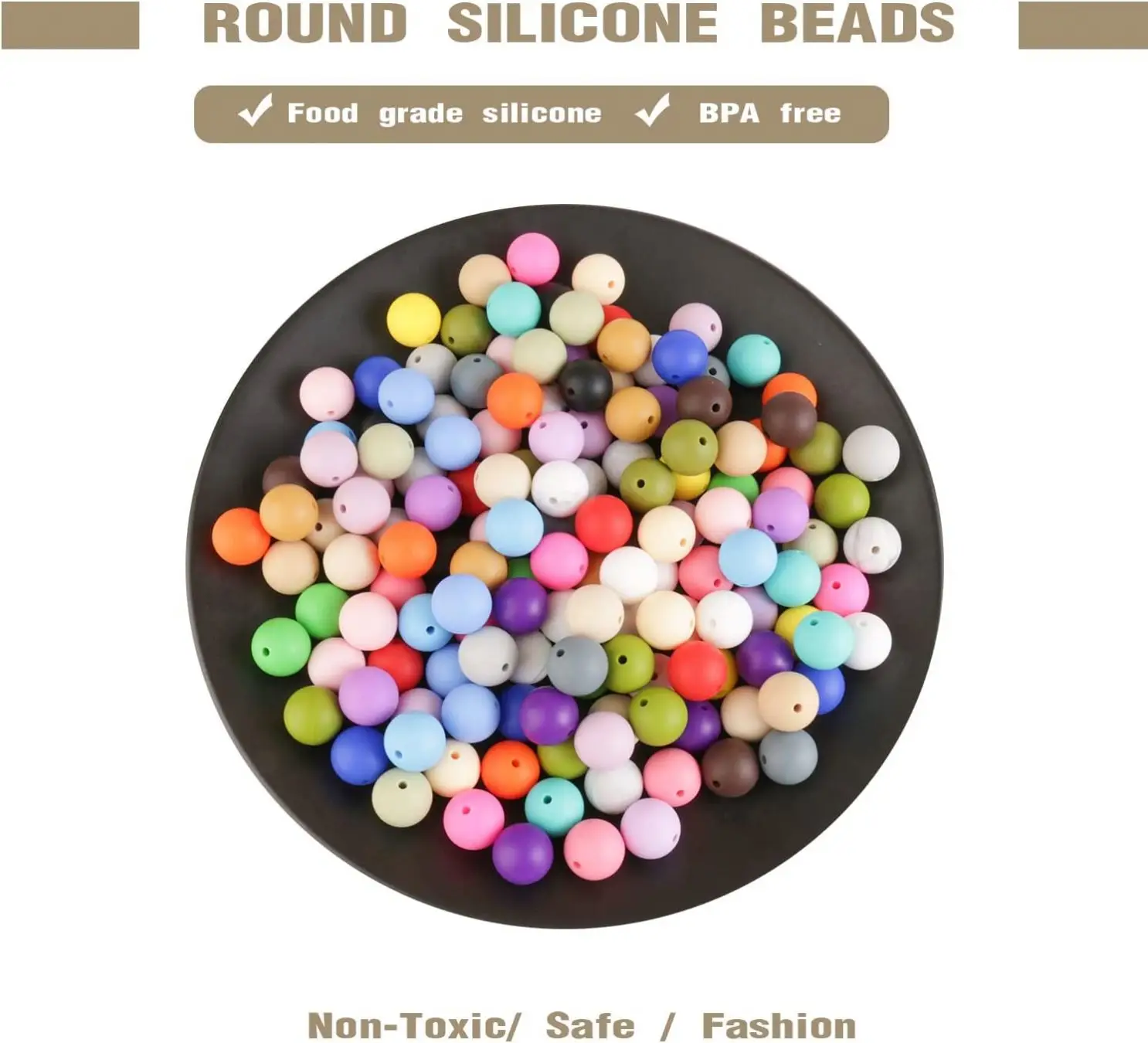 Hot Selling Products 2023 Custom Logo Mixed Colors Round Shape Silicone Loose Beads Diy Bracelet Beads For Jewelry Making