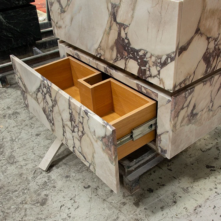 Luxury Custom Calacatta Viola Marble Rectangular Single Sink Bathroom Cabinet Vanity  48 Inch For Projects And Apartments