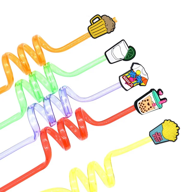 New Silicone Custom Straw Topper Charm Cover For Wholesale Cute PVC Set Attachment Cute Bar Accessories Straw Topper Charms