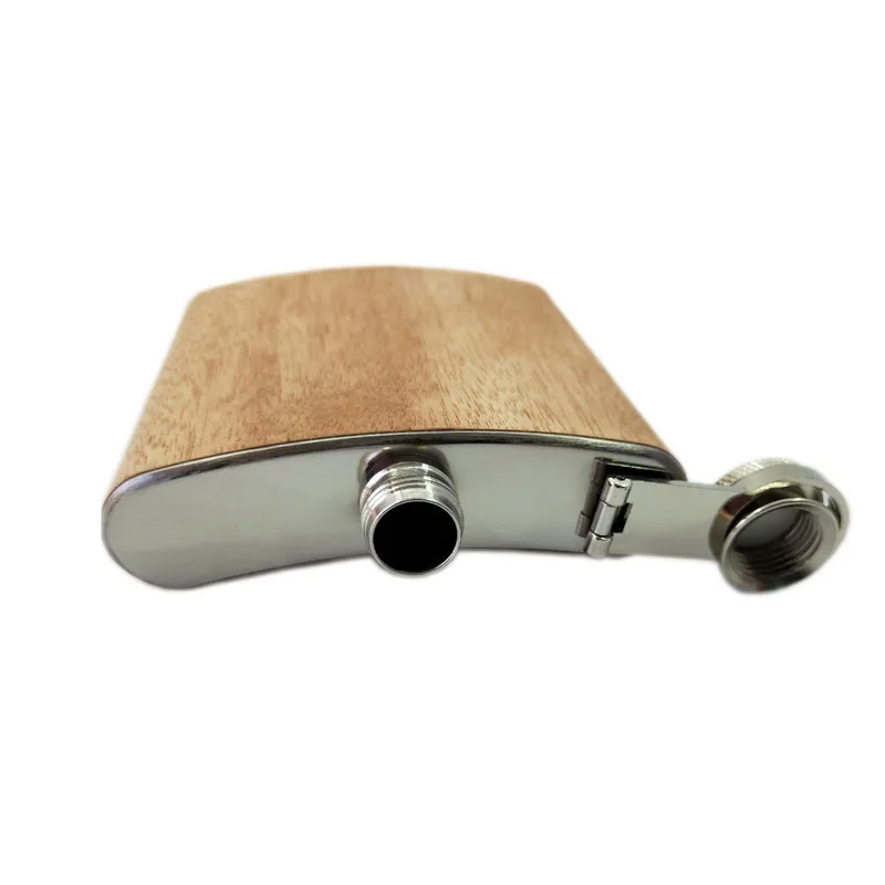 
Stocked wholesale 6oz stainless steel wooden hip flask 