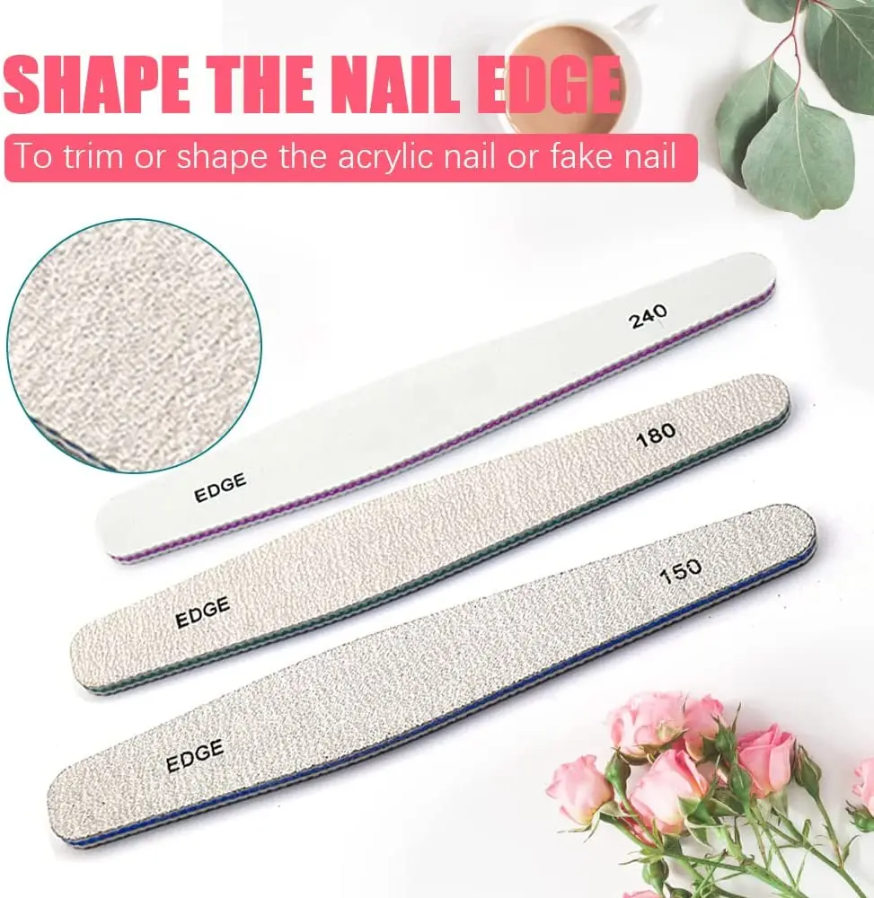 Professional Premium 6 PCS Different Grit Sponge Double Side Nail Emery Board Set for Nail Art