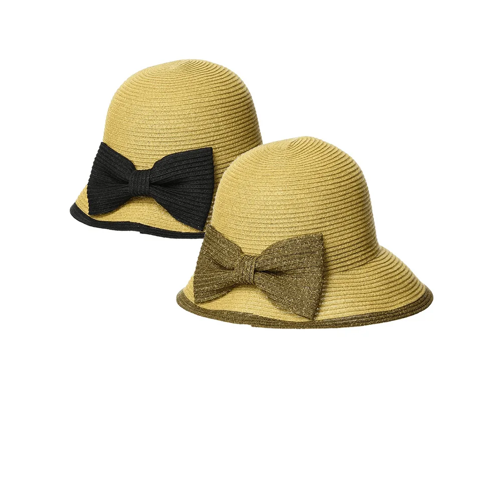 Light ribbon straw sombrero rope washable paper material black beige adult baby straw hat beach for women