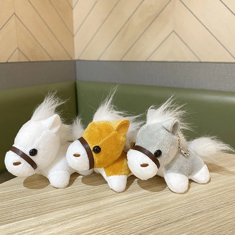 Soft Stuffed animal Horse Toy Mini Horse Keychain Mini Cute Colorful Plush Toy Key chains for Kids bag charms ufo catcher doll