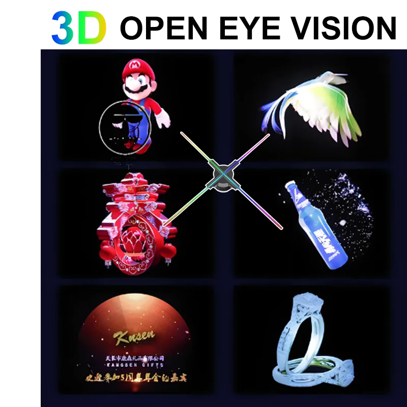Голографический 3D-проектор невооруженным глазом рекламное оборудование светодиодный вентилятор управление мобильным приложением Wi-Fi дисплей