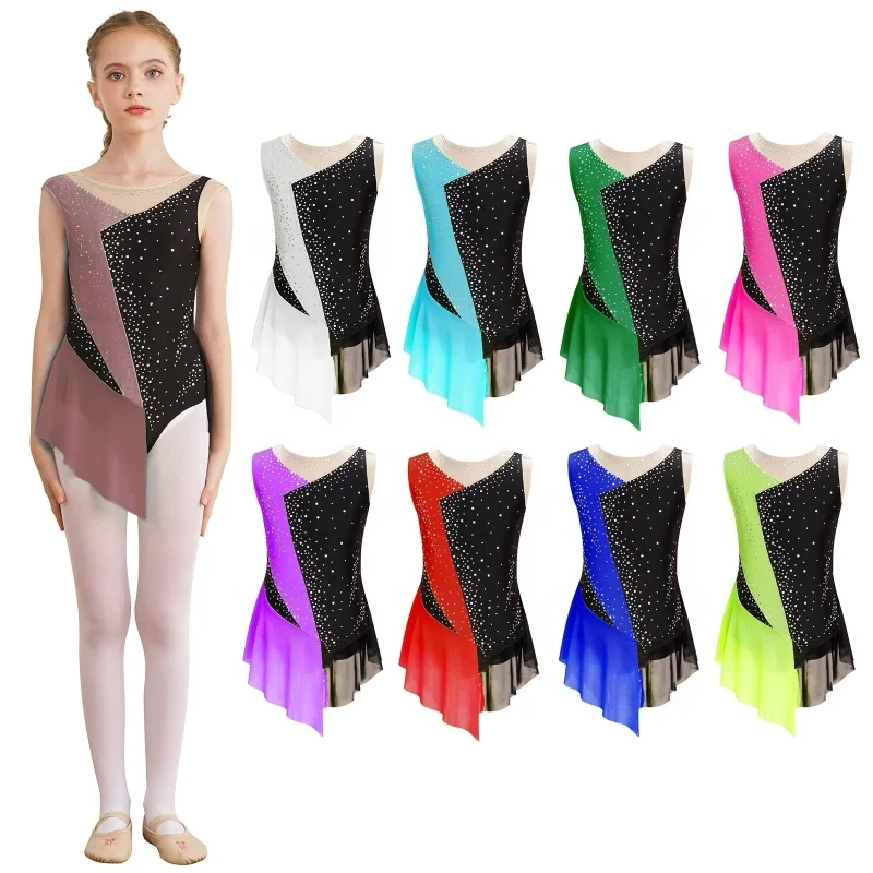 Kids Girls Kids Fashion Dance Wear Performance Wear Child Leotard Bodysuit For Dance Gymnastics Ice Figure Skating
