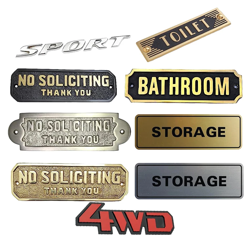 Custom Embossed Aluminum Alloy Metal Logo Handbags Labels Tag for Bag and Cloth Nameplates