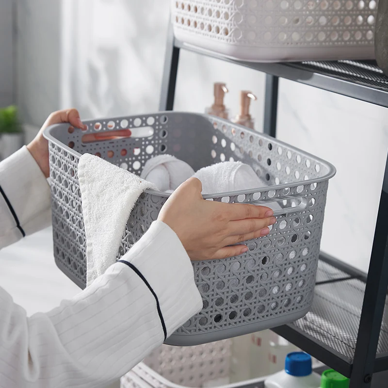 Home rectangle desktop small plastic laundry storage basket&organization